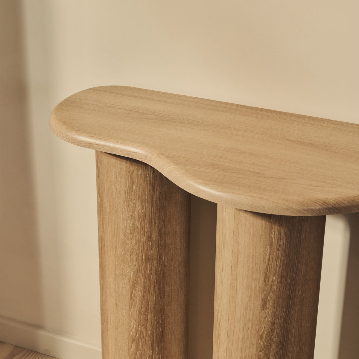 Savanna - Large Washed Wood Curved Wooden Console Table