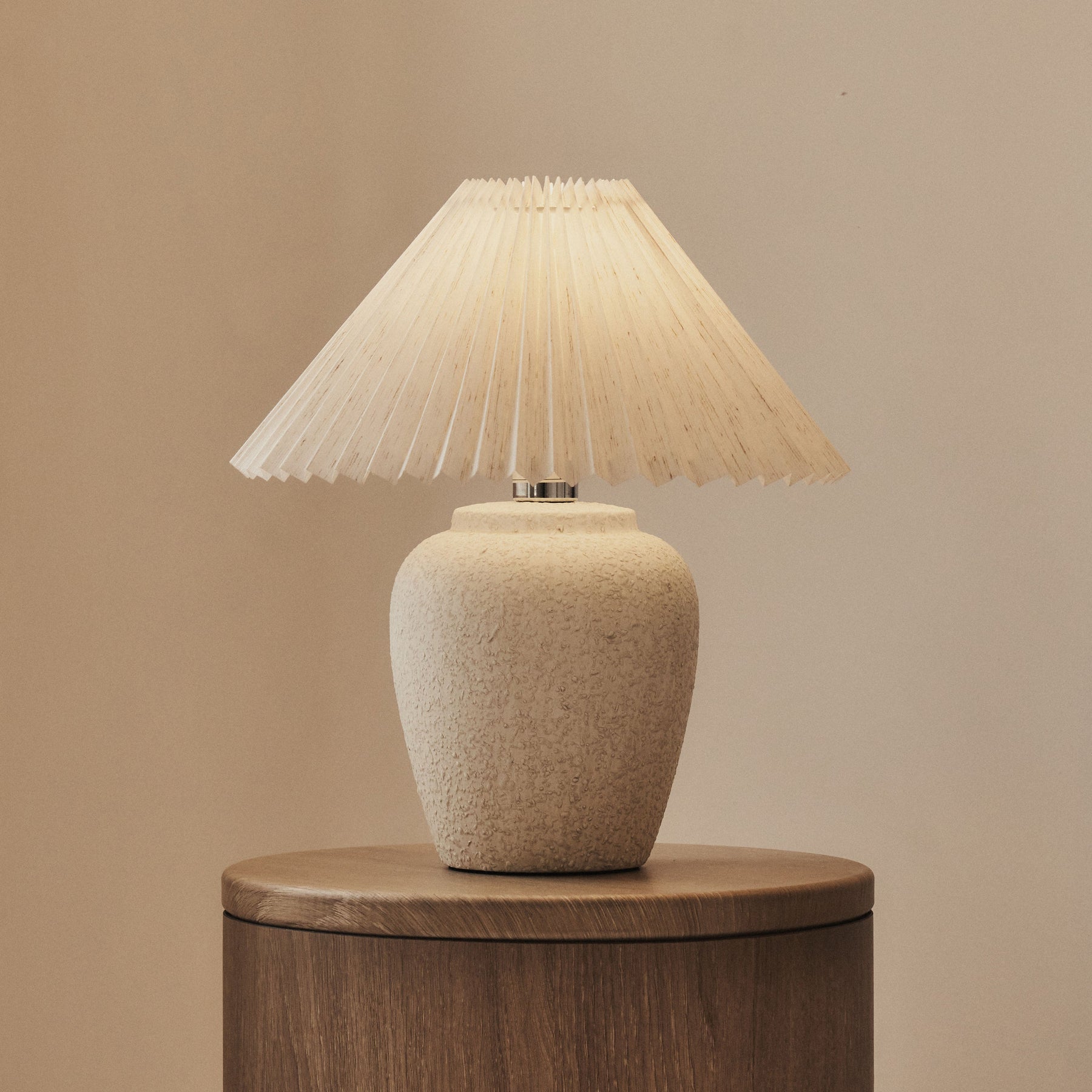 Sicily - Stone Ceramic Pleated Shade Table Lamp