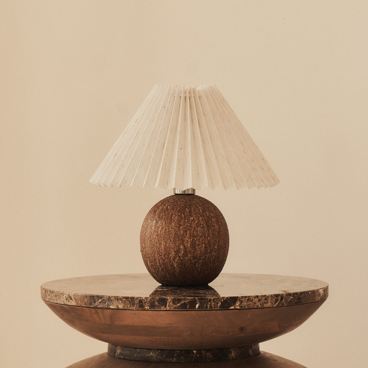 Corsica - Brown Ceramic Pleated Shade Table Lamp