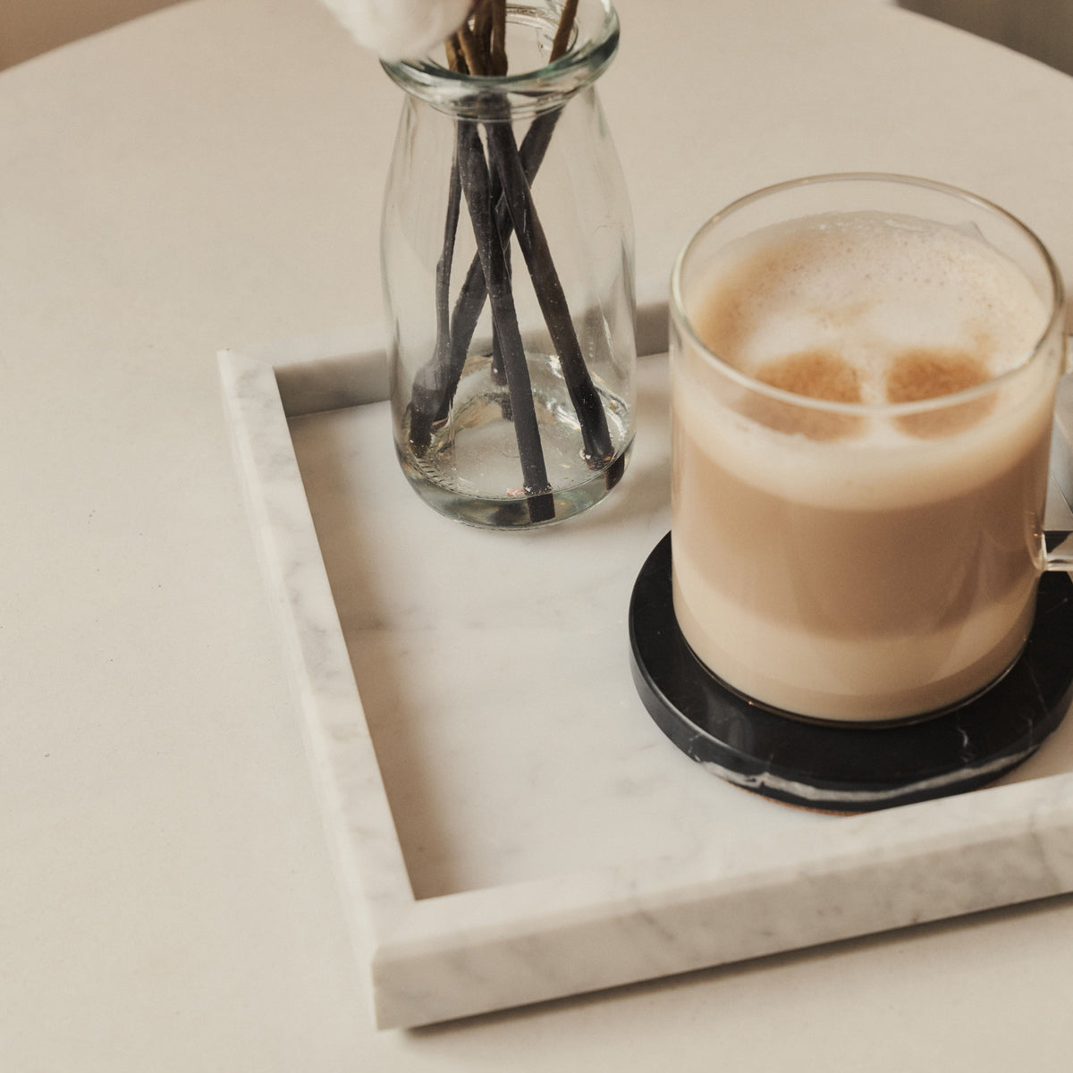 Travara - White Marble Square Decorative Tray