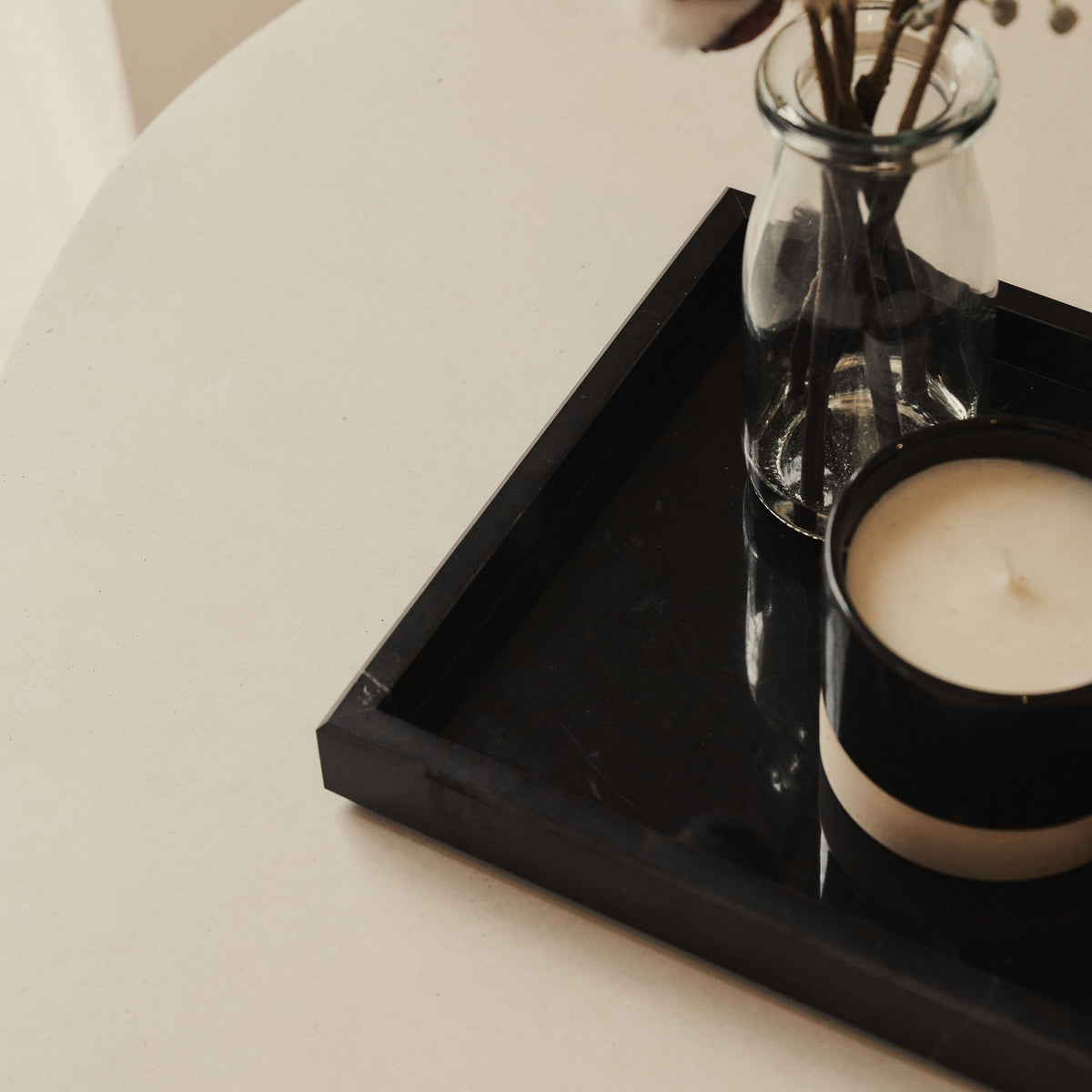 Travara - Black Marble Square Decorative Tray