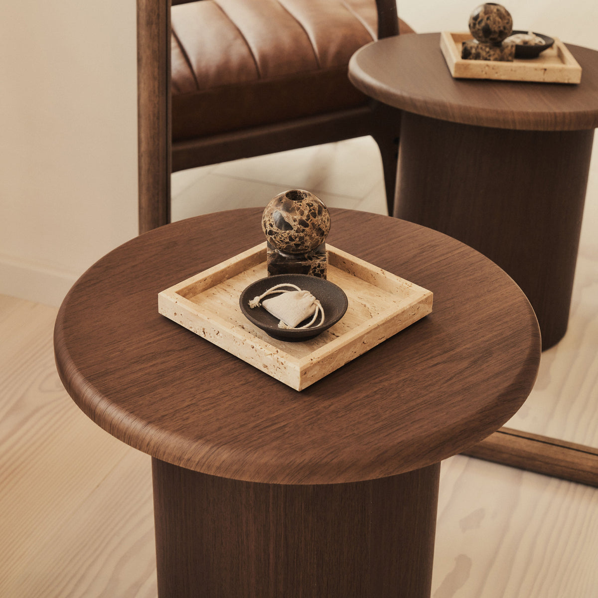 Travara - Cream Travertine Square Decorative Tray