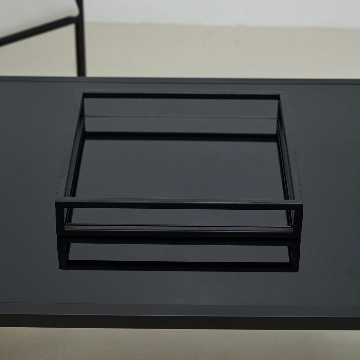 Brooklyn - Black Modern Square Tinted Mirrored Decorative Tray