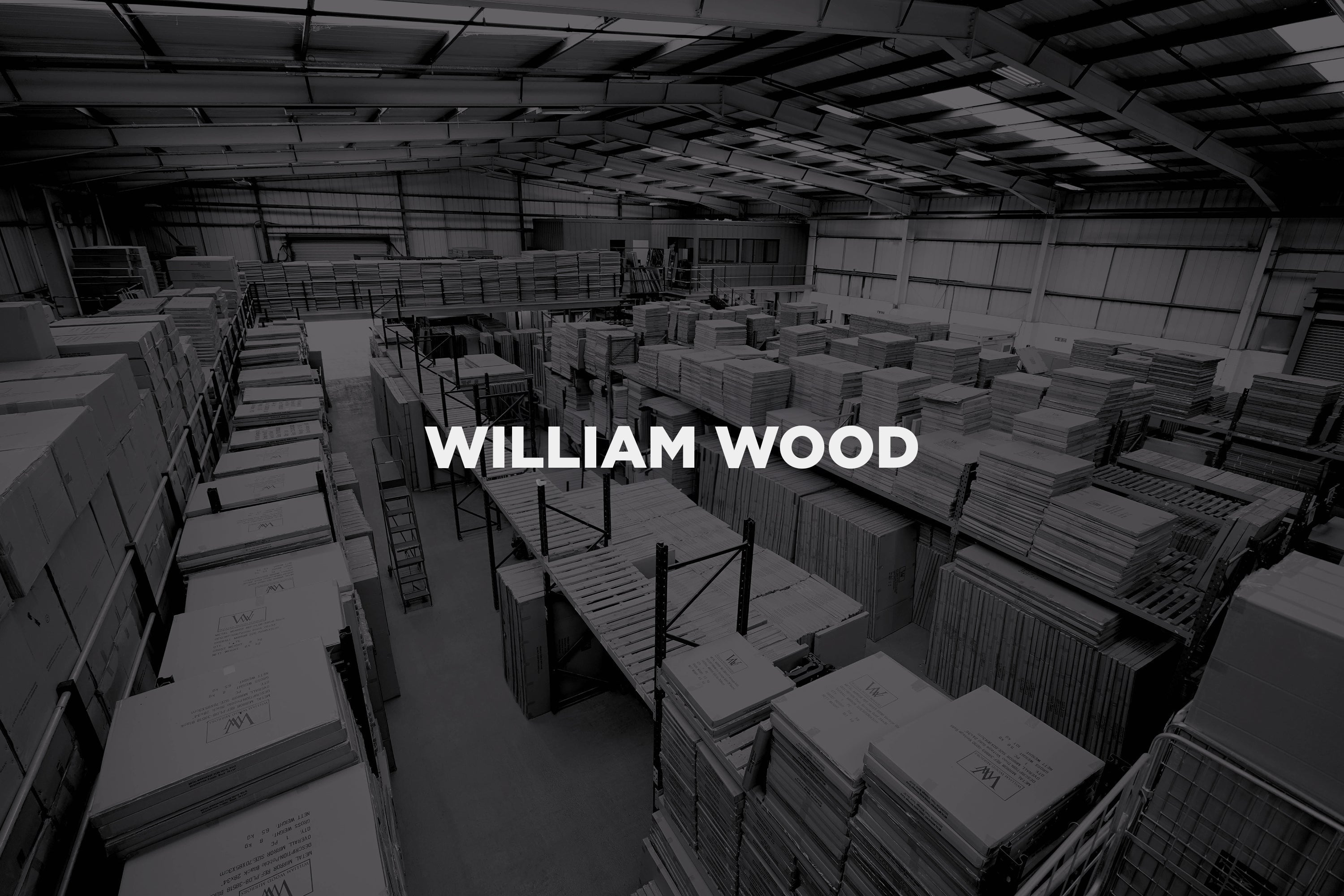 On overview of the William Wood Warehouse, with mirrors stacked high