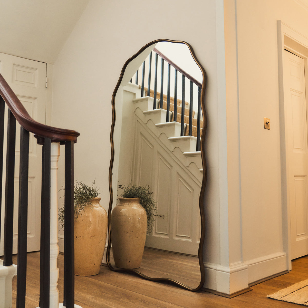 Sabrina - Antique Bronze Full Length Wavy Arched Metal Mirror 180cm x 100cm