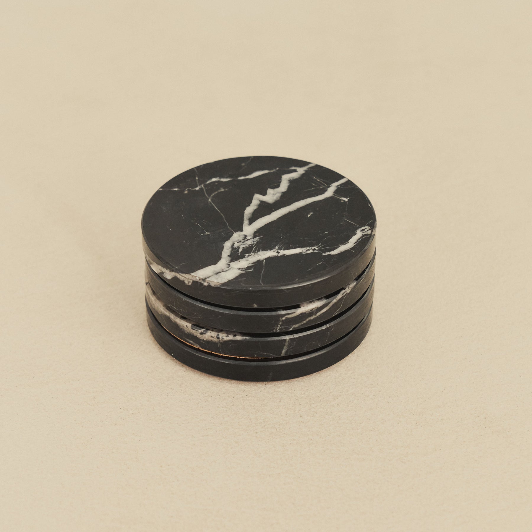 Marbelle - Black Marble Coasters Set of 4 Round