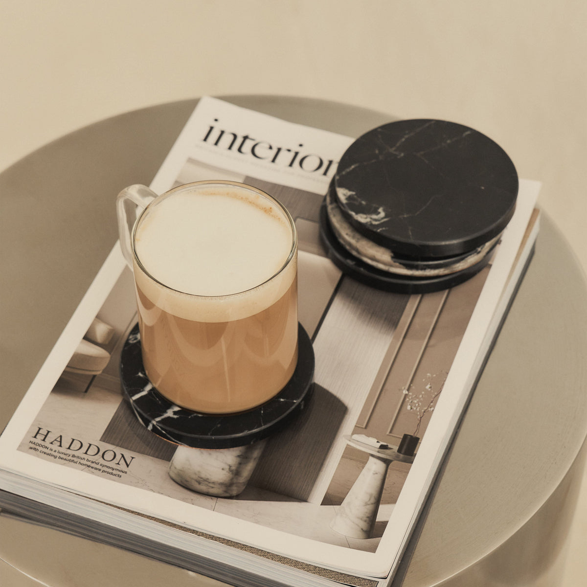 Marbelle - Black Marble Coasters Set of 4 Round