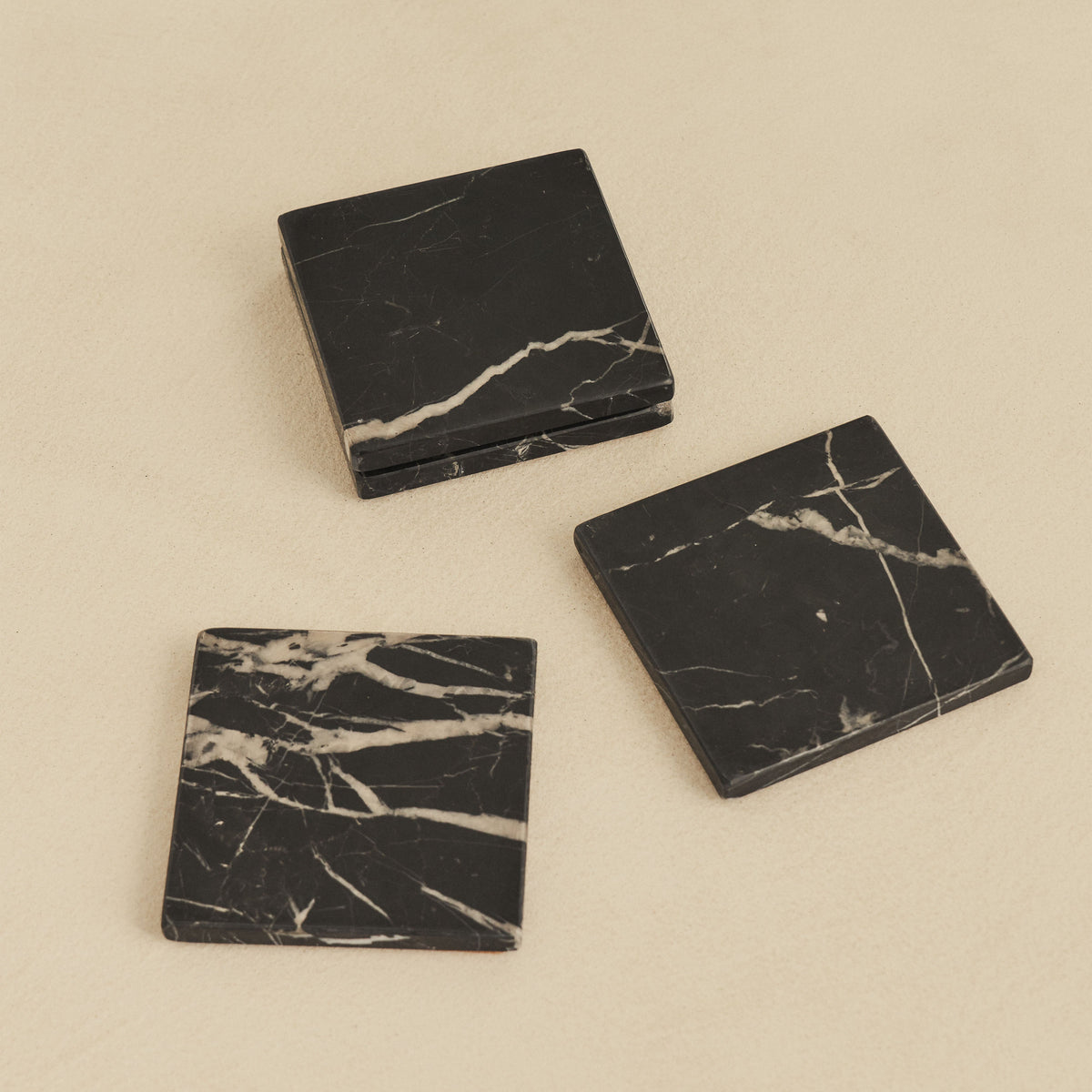 Marbelle - Black Marble Coasters Set of 4 Square