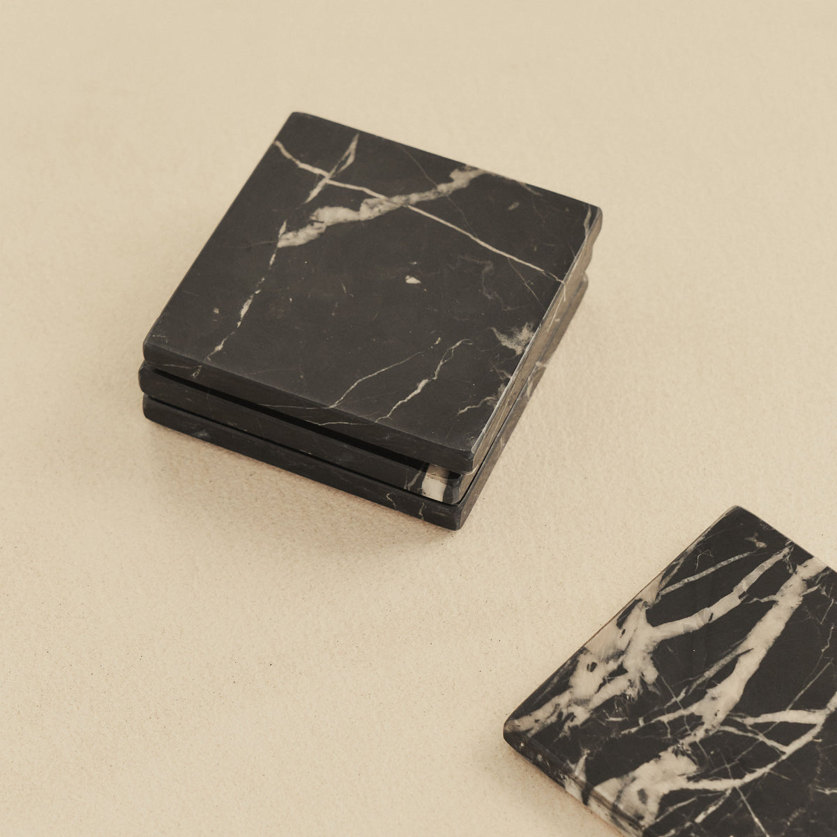 Marbelle - Black Marble Coasters Set of 4 Square