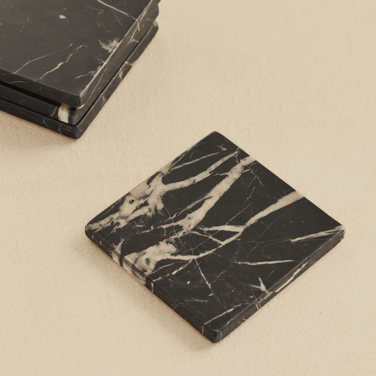 Marbelle - Black Marble Coasters Set of 4 Square