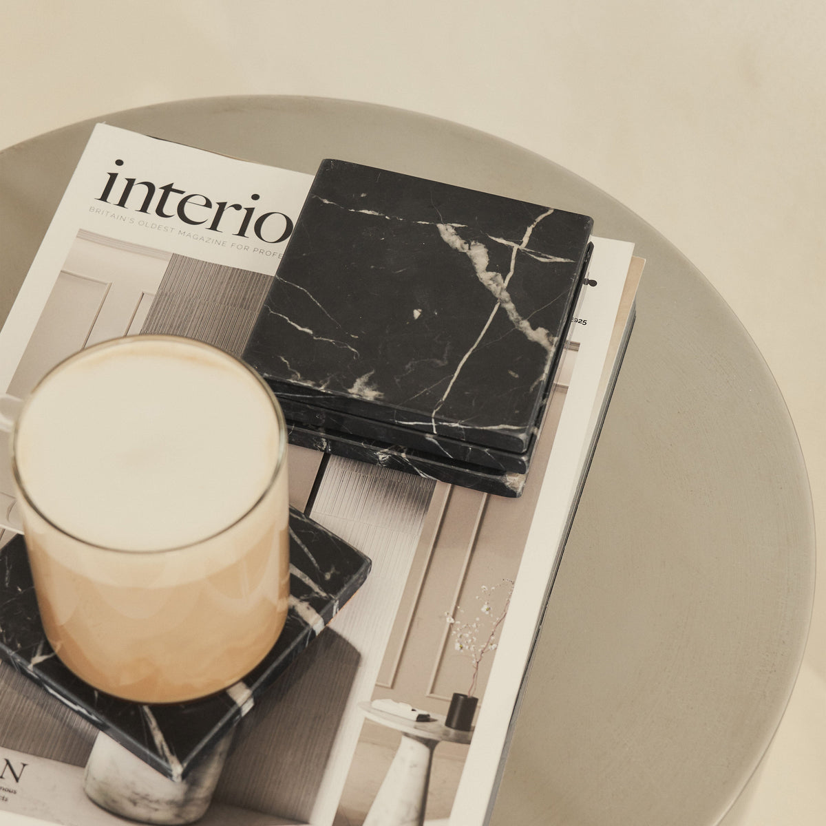 Marbelle - Black Marble Coasters Set of 4 Square