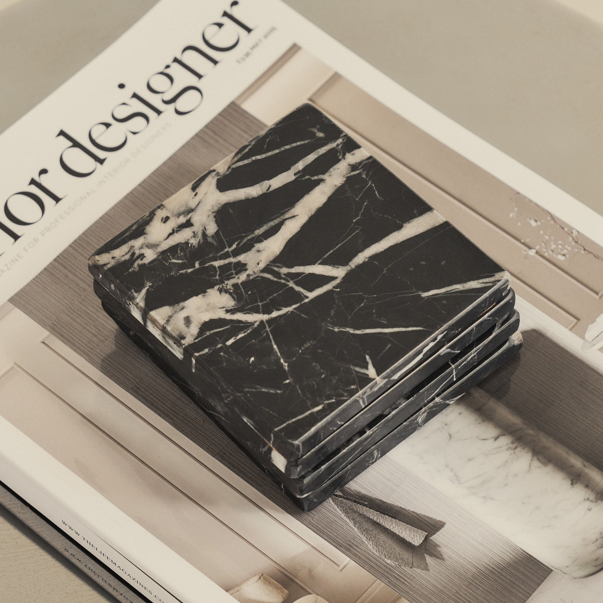 Marbelle - Black Marble Coasters Set of 4 Square