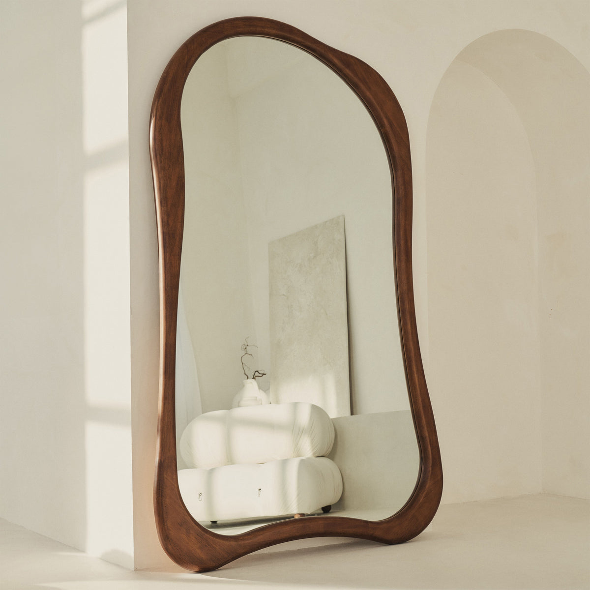 Arcurva - Extra Large Full Length Dark Wood Irregular Mirror 190cm x 120cm
