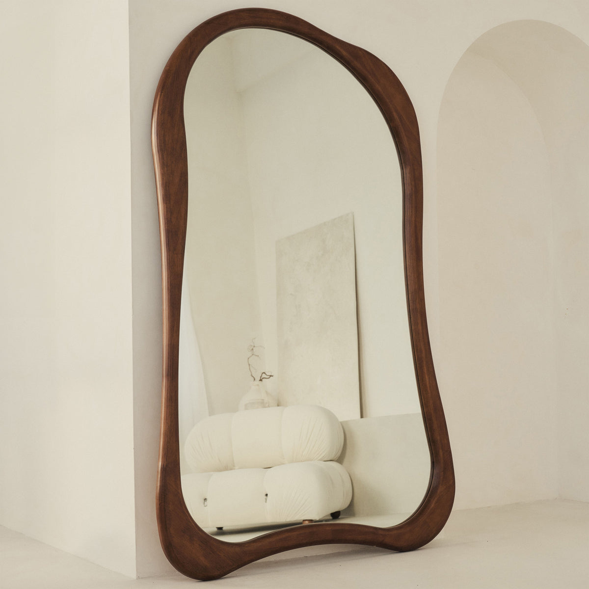 Arcurva - Extra Large Full Length Dark Wood Irregular Mirror 190cm x 120cm