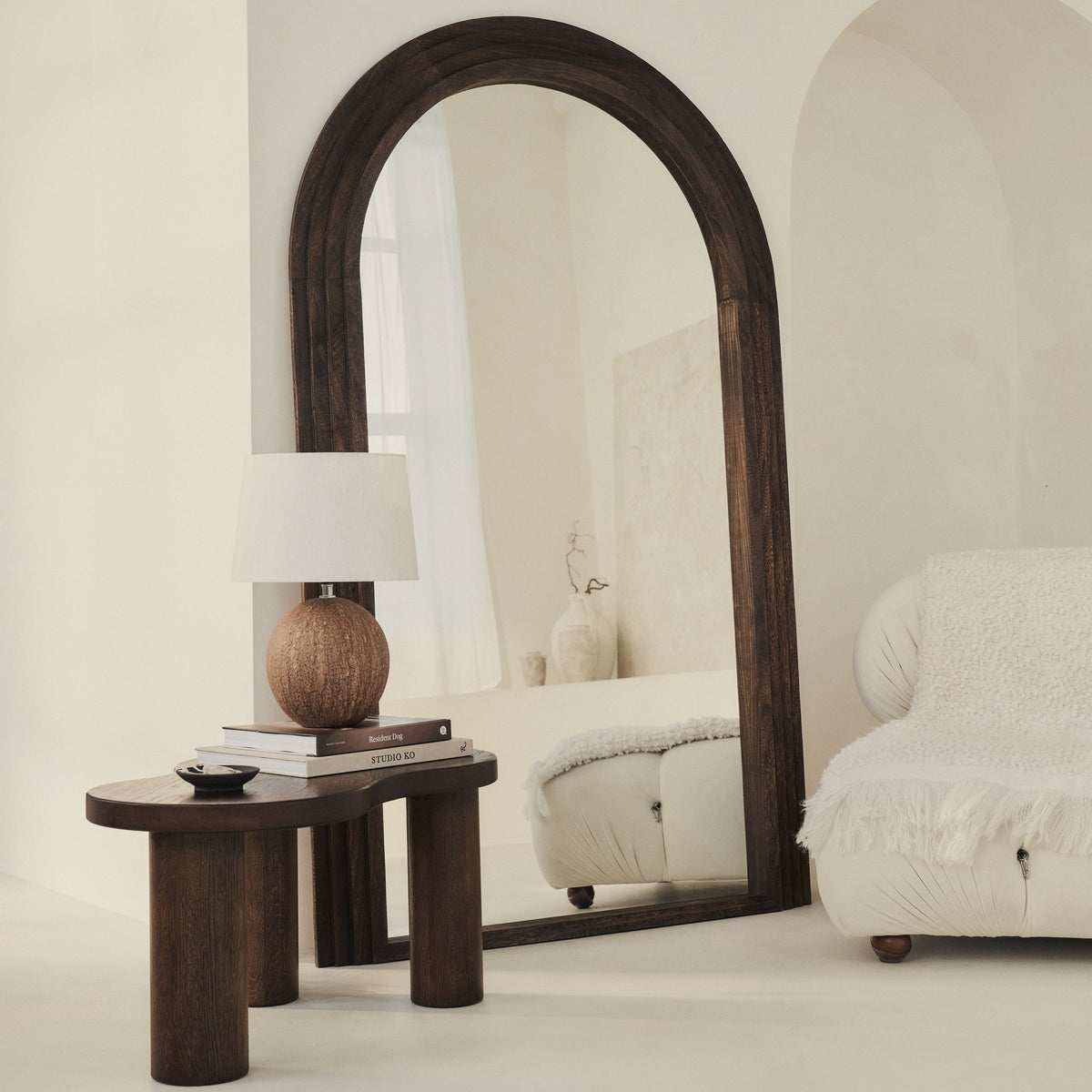 Luciana - Full Length Arched Charred Wood Mirror 180cm x 110cm