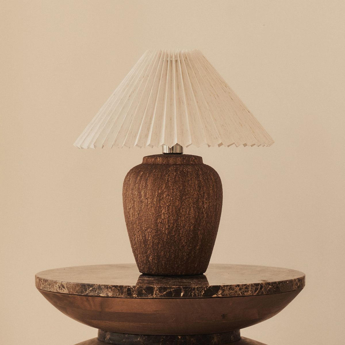 Sicily - Brown Ceramic Pleated Shade Table Lamp
