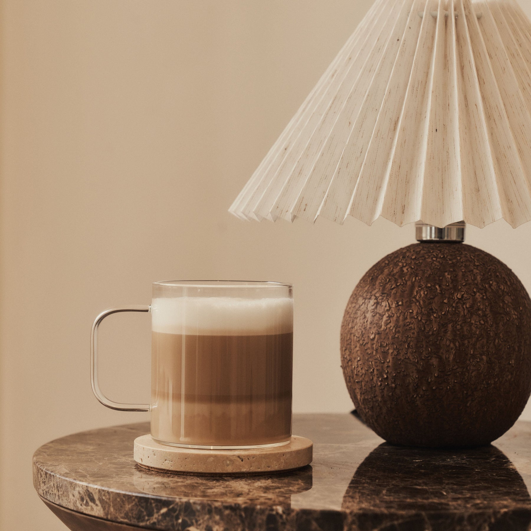 Corsica - Brown Ceramic Pleated Shade Table Lamp