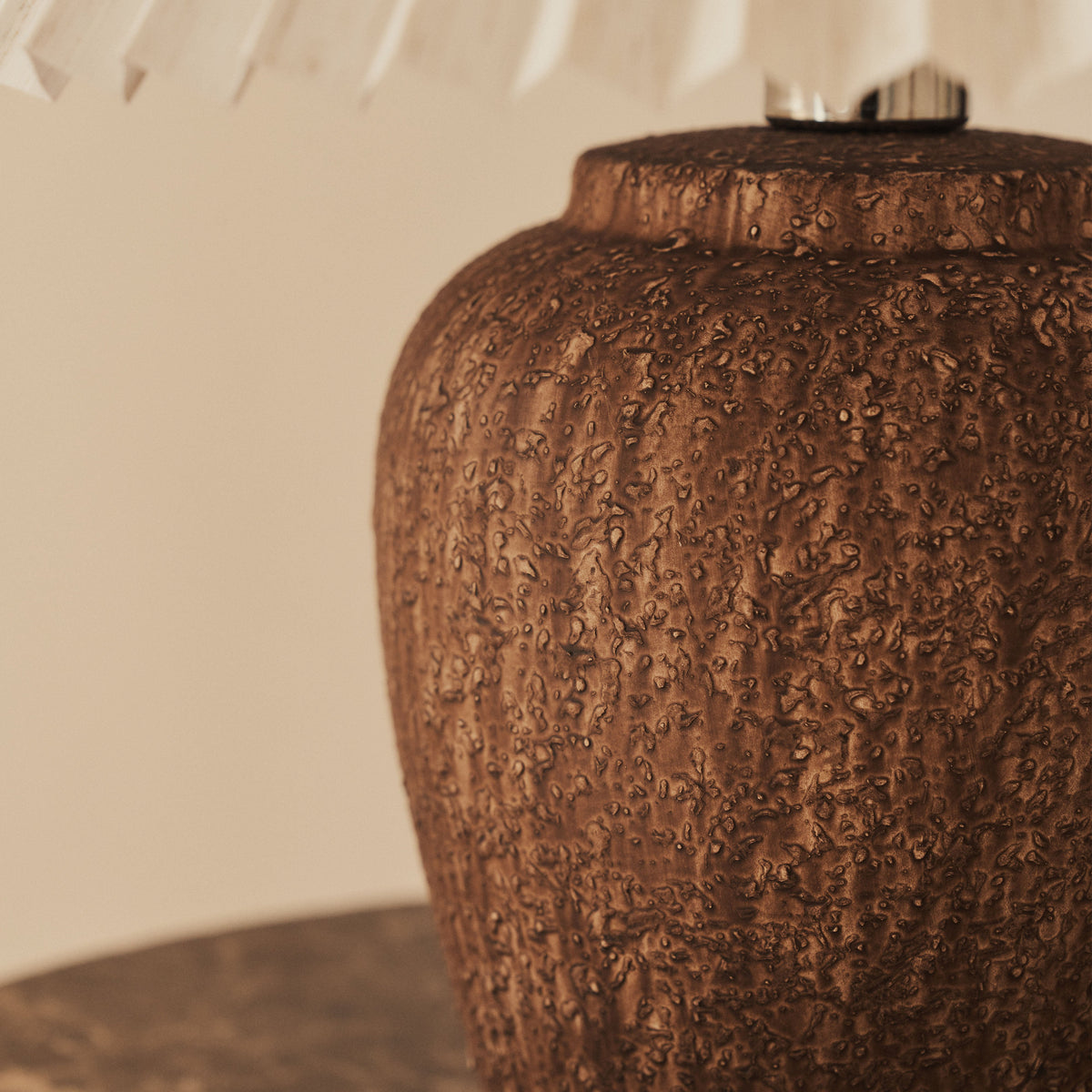Sicily - Brown Ceramic Pleated Shade Table Lamp
