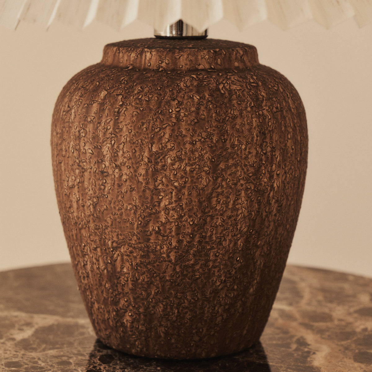 Sicily - Brown Ceramic Pleated Shade Table Lamp