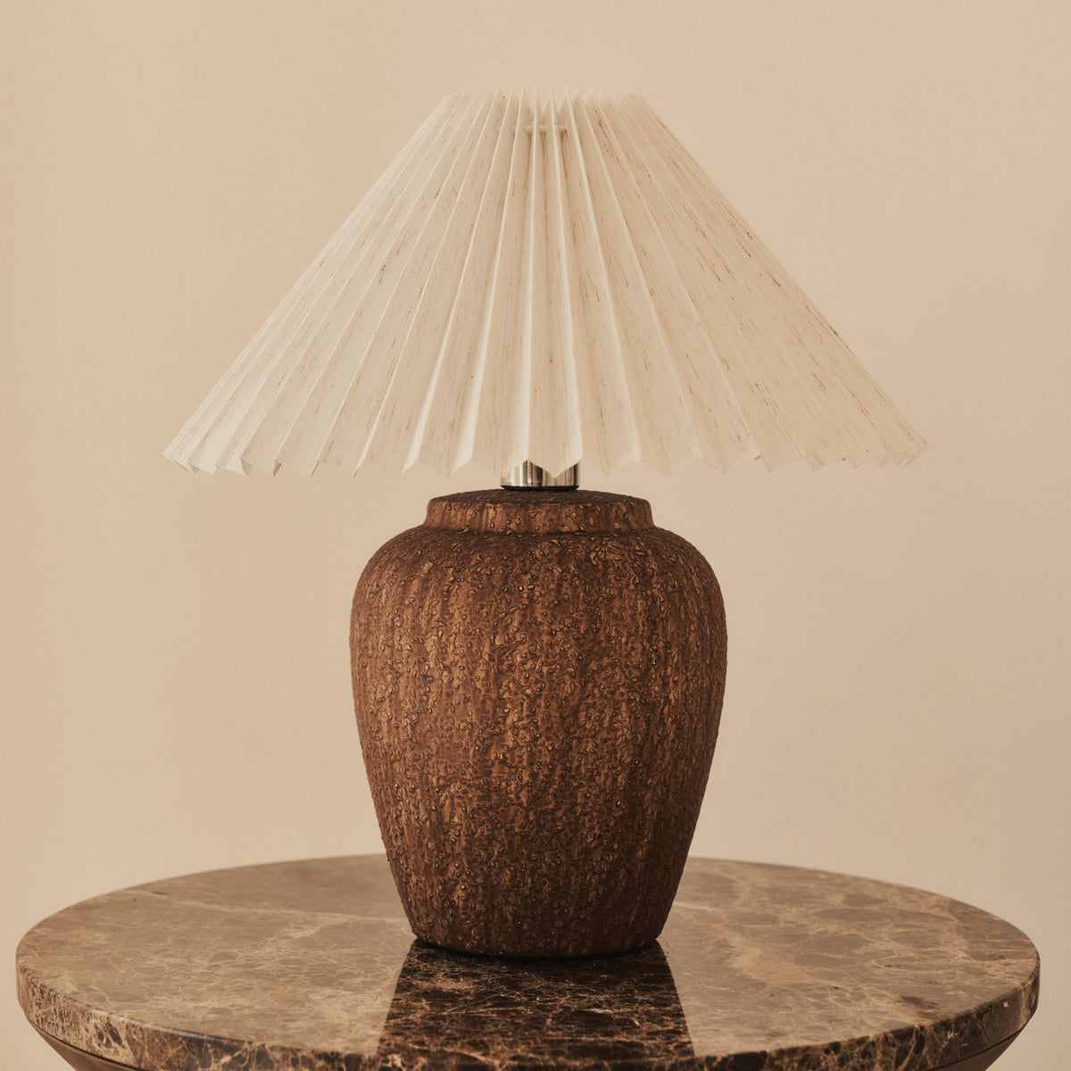 Sicily - Brown Ceramic Pleated Shade Table Lamp
