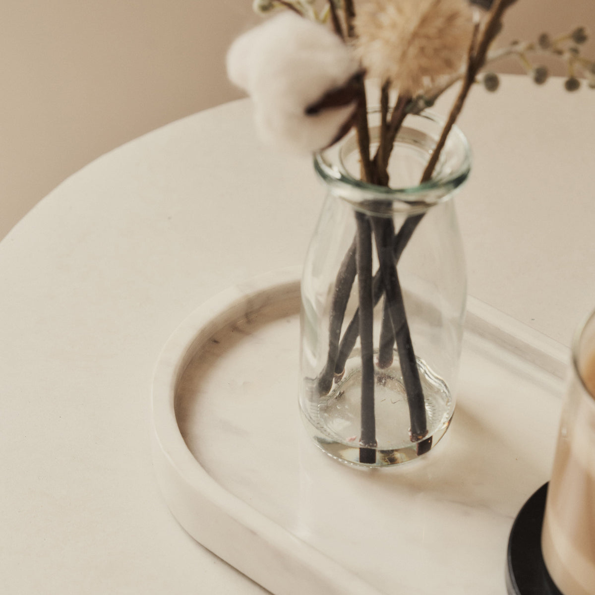 Travara - White Marble Oval Decorative Tray