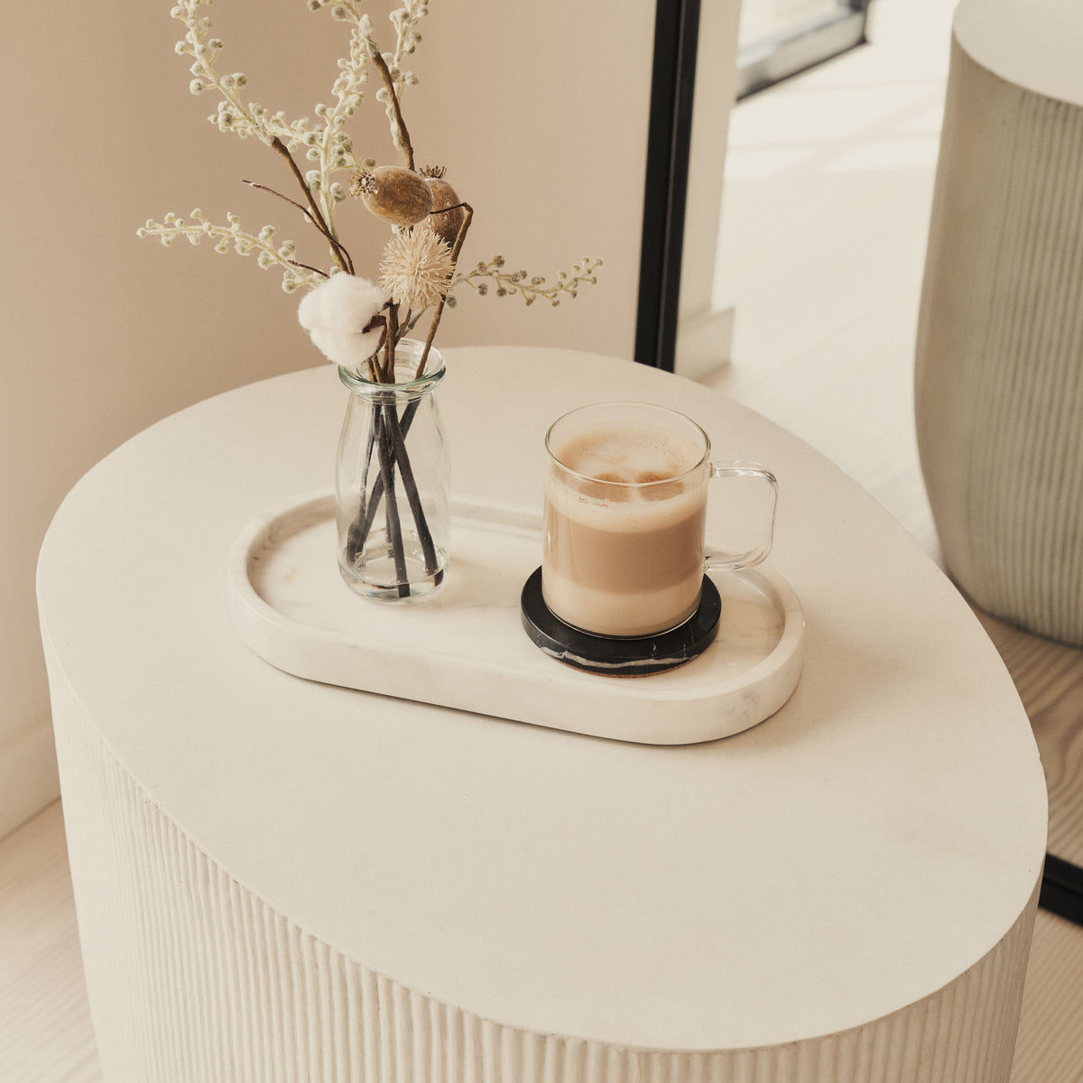 Travara - White Marble Oval Decorative Tray