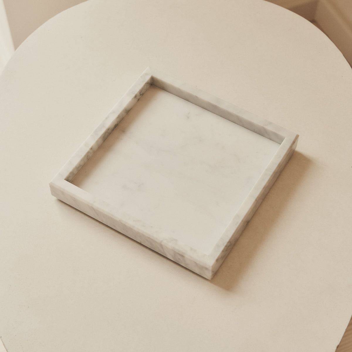 Travara - White Marble Square Decorative Tray