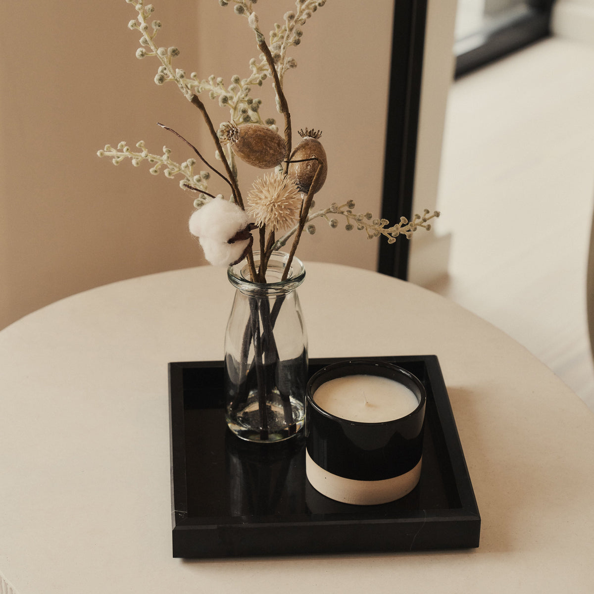 Travara - Black Marble Square Decorative Tray