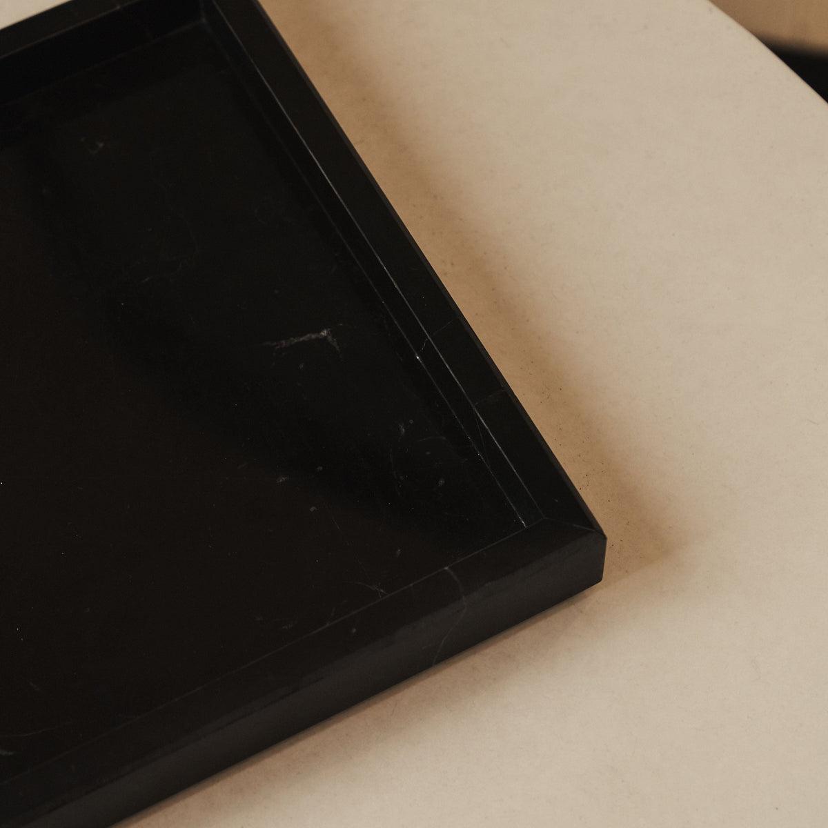 Travara - Black Marble Square Decorative Tray