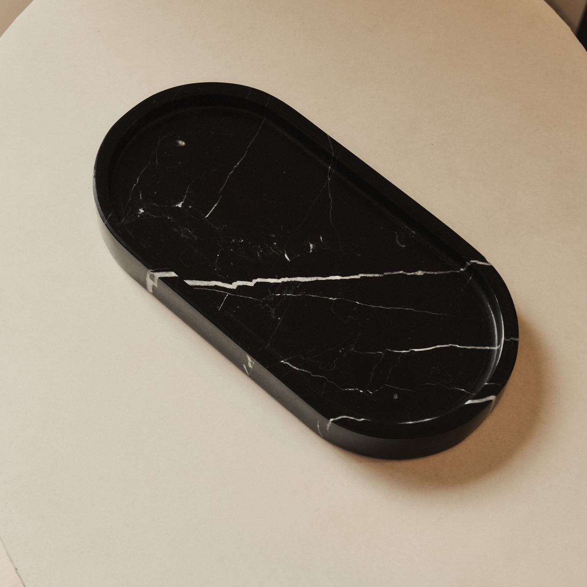 Travara - Black Marble Oval Decorative Tray