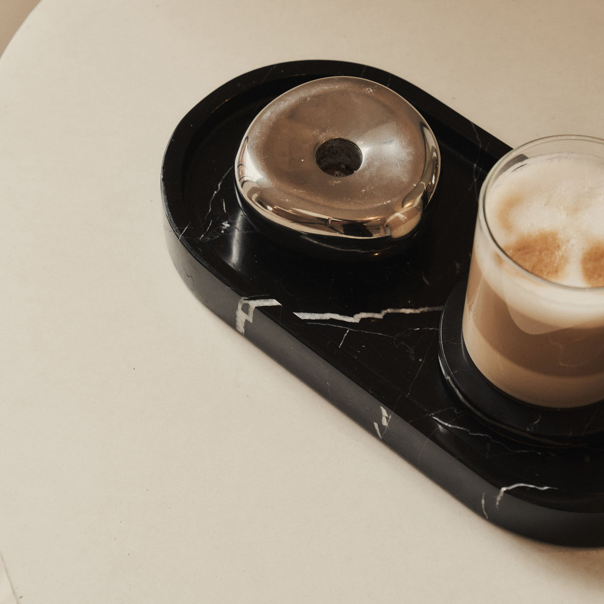 Travara - Black Marble Oval Decorative Tray