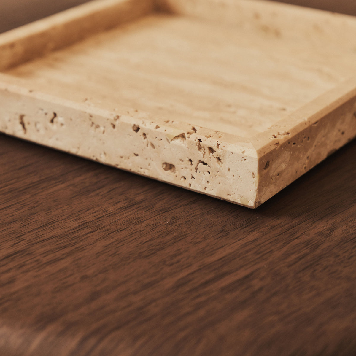 Travara - Cream Travertine Square Decorative Tray