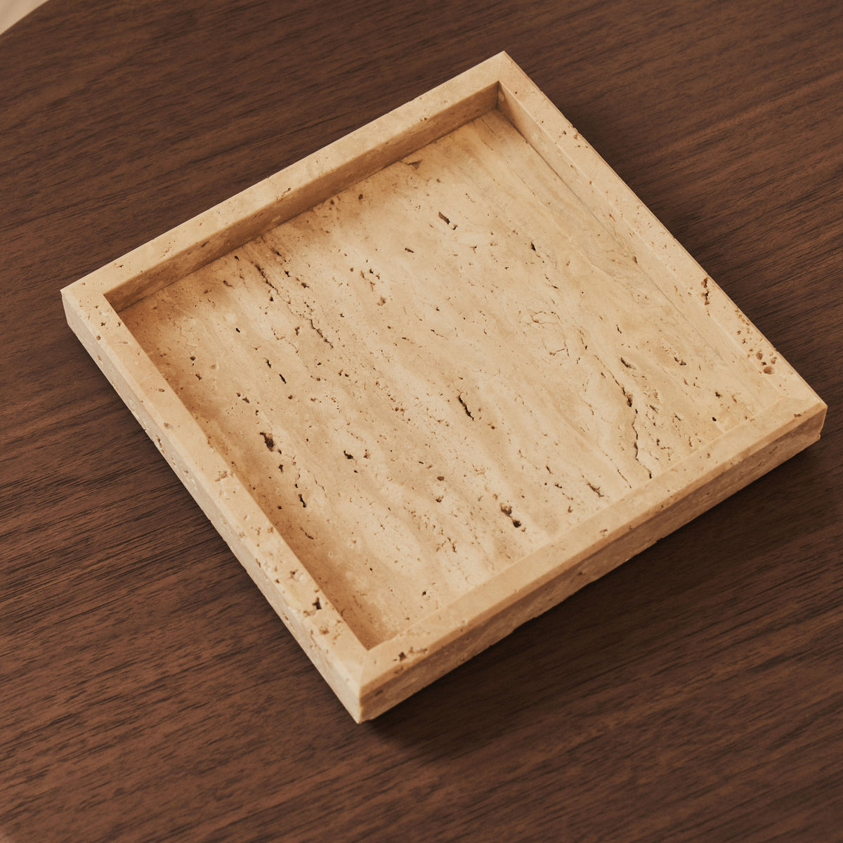 Travara - Cream Travertine Square Decorative Tray
