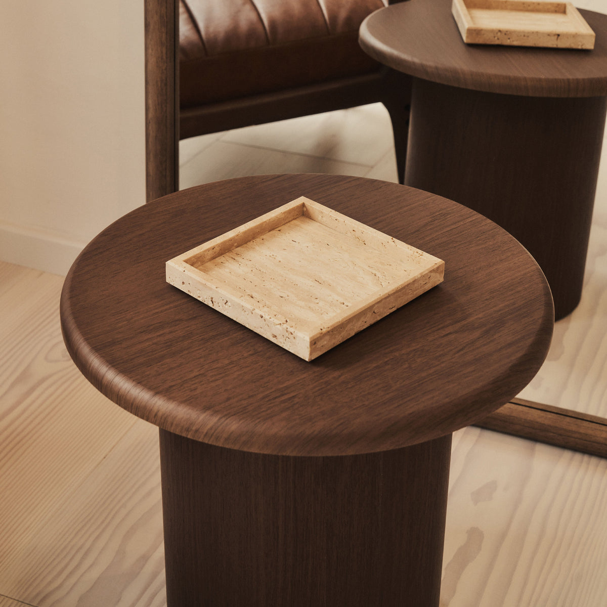 Travara - Cream Travertine Square Decorative Tray