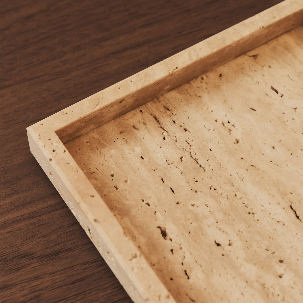 Travara - Cream Travertine Square Decorative Tray