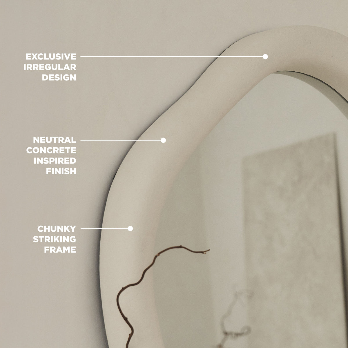 Wabi-Sabi - Large Full Length Concrete Irregular Mirror 170cm x 80cm