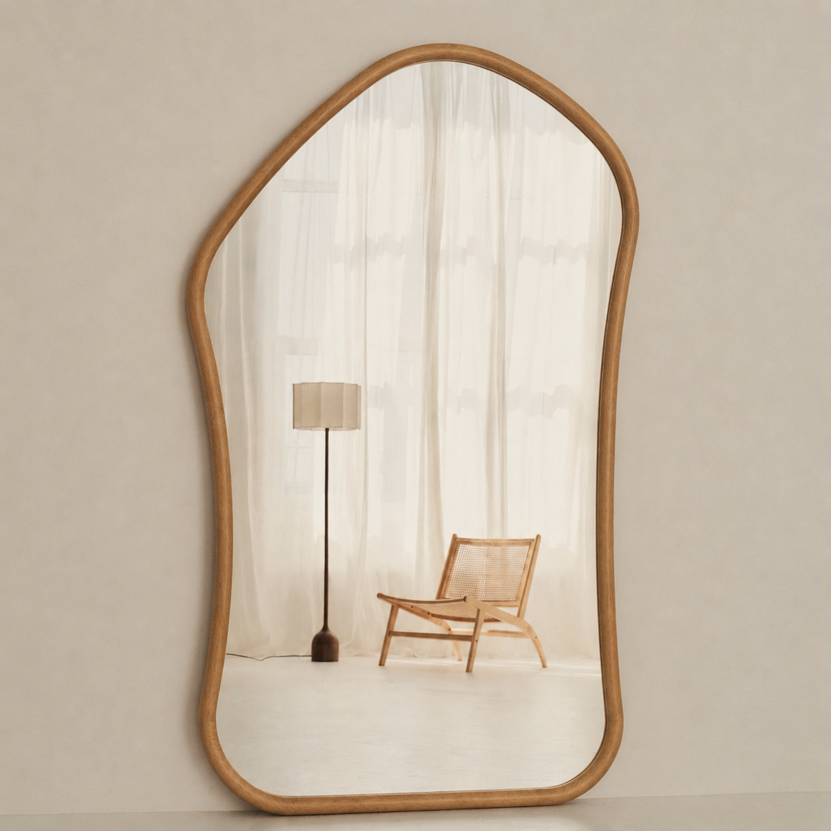 Aaliyah - Extra Large Full Length Warm Wood Irregular Mirror 180cm x 110cm