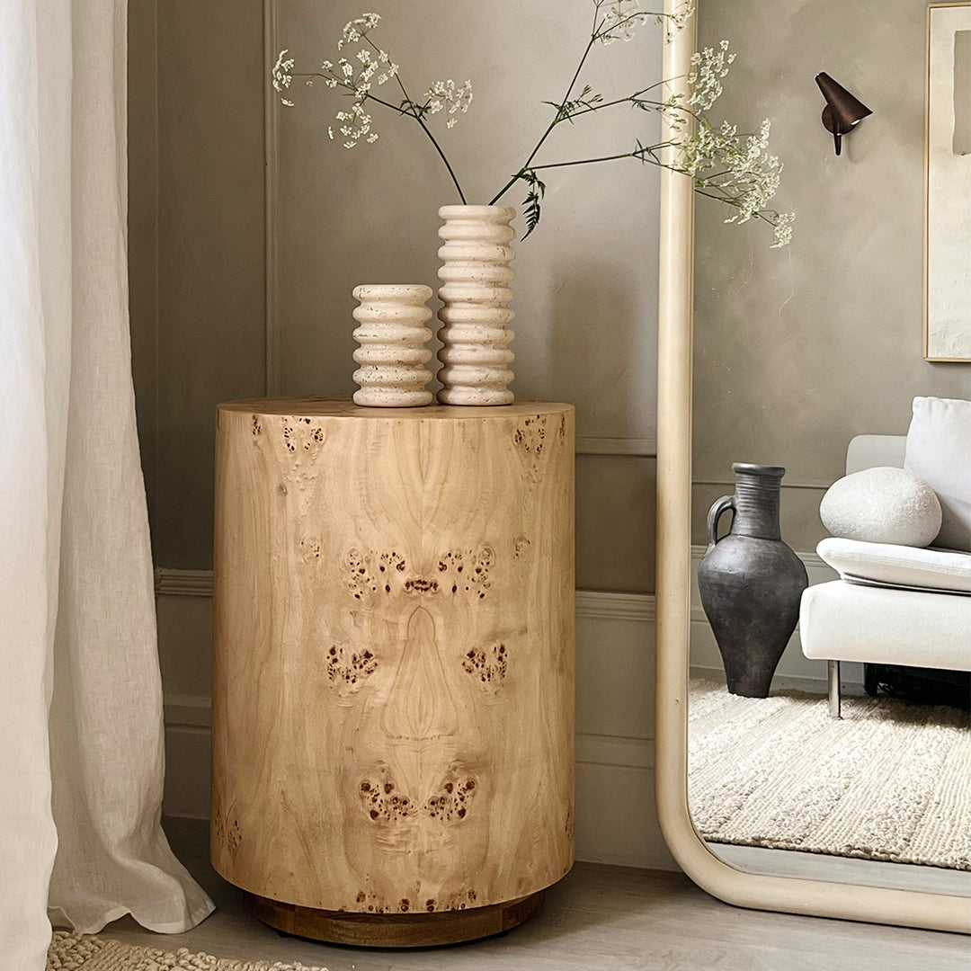 Arbour - Large Natural Burl Wood Premium Round Side Table