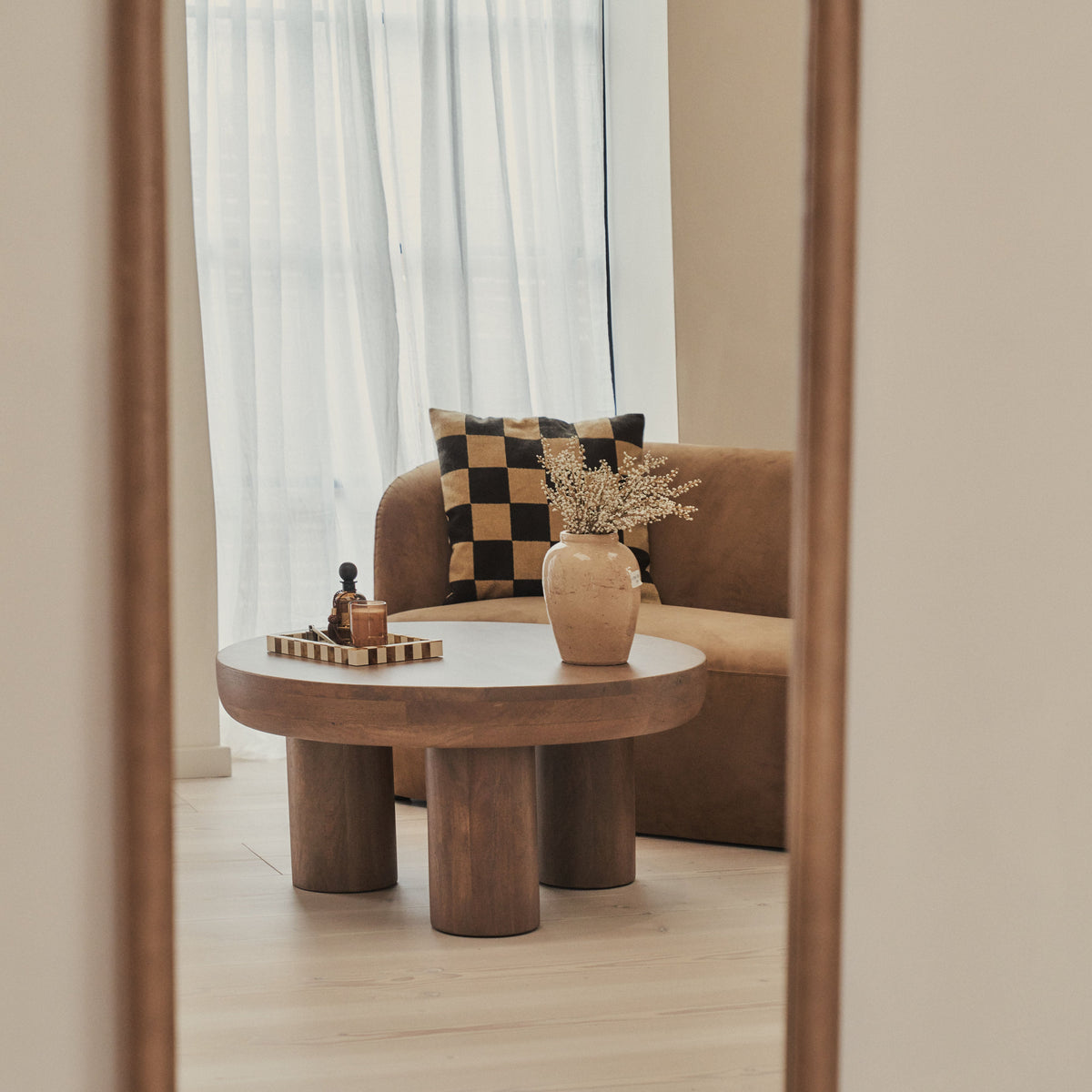 Amora - Full Length Large Arched Warm Wood Mirror 172cm x 60cm