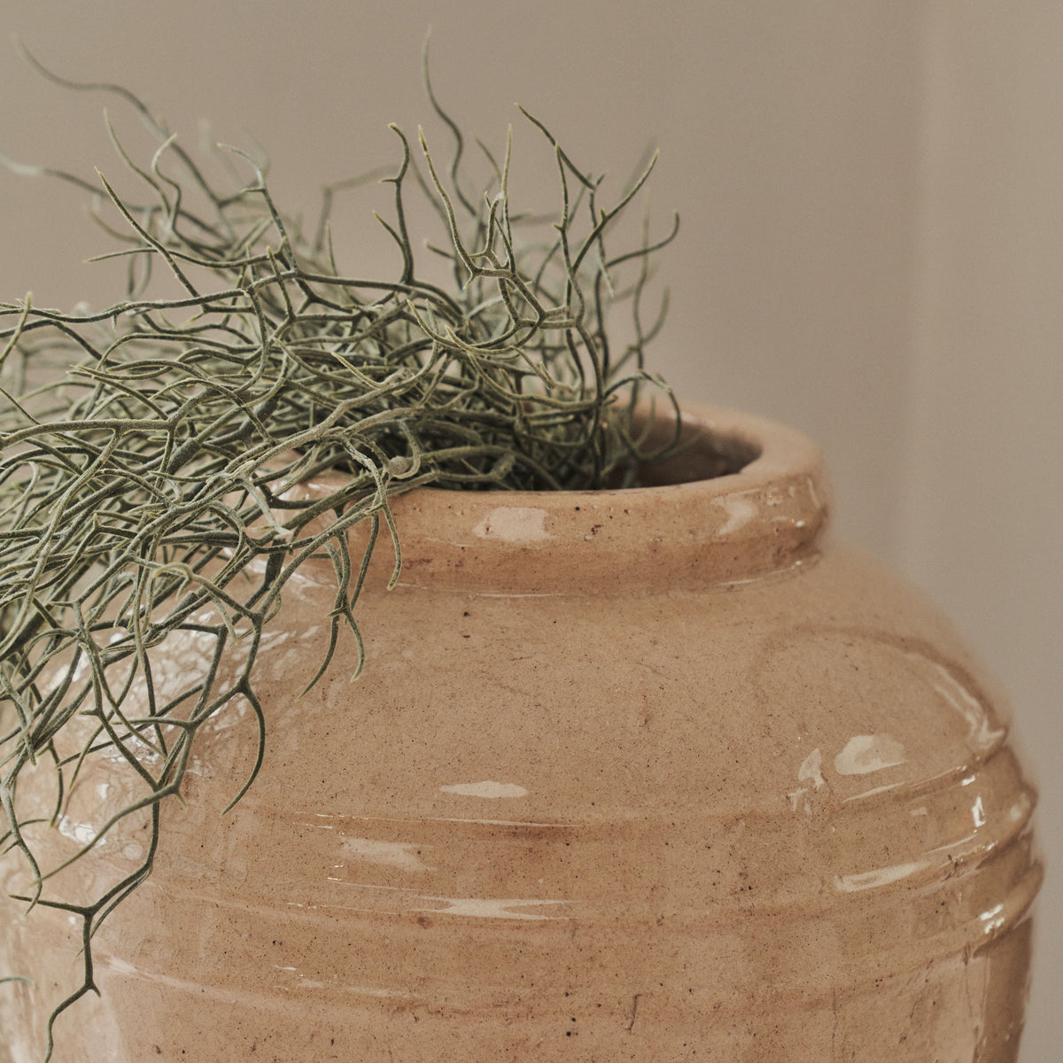 Cyra - Large Beige Gloss Ceramic Vase