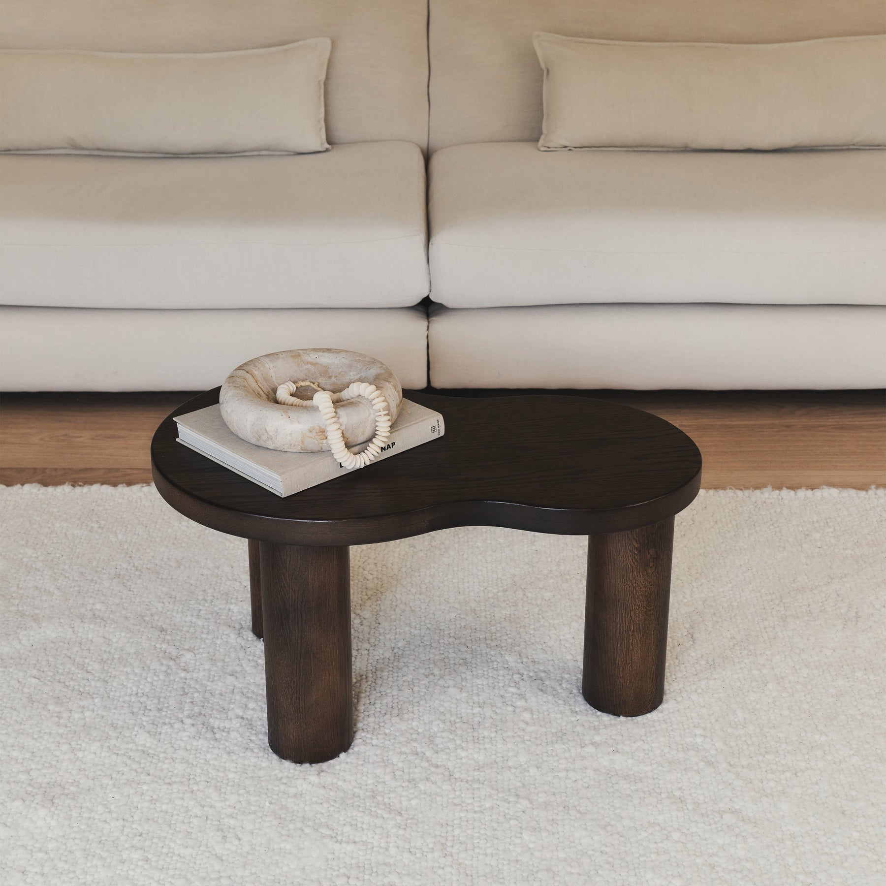 Luca - Dark Wood Irregular Wooden Coffee Table 75cm x 53cm