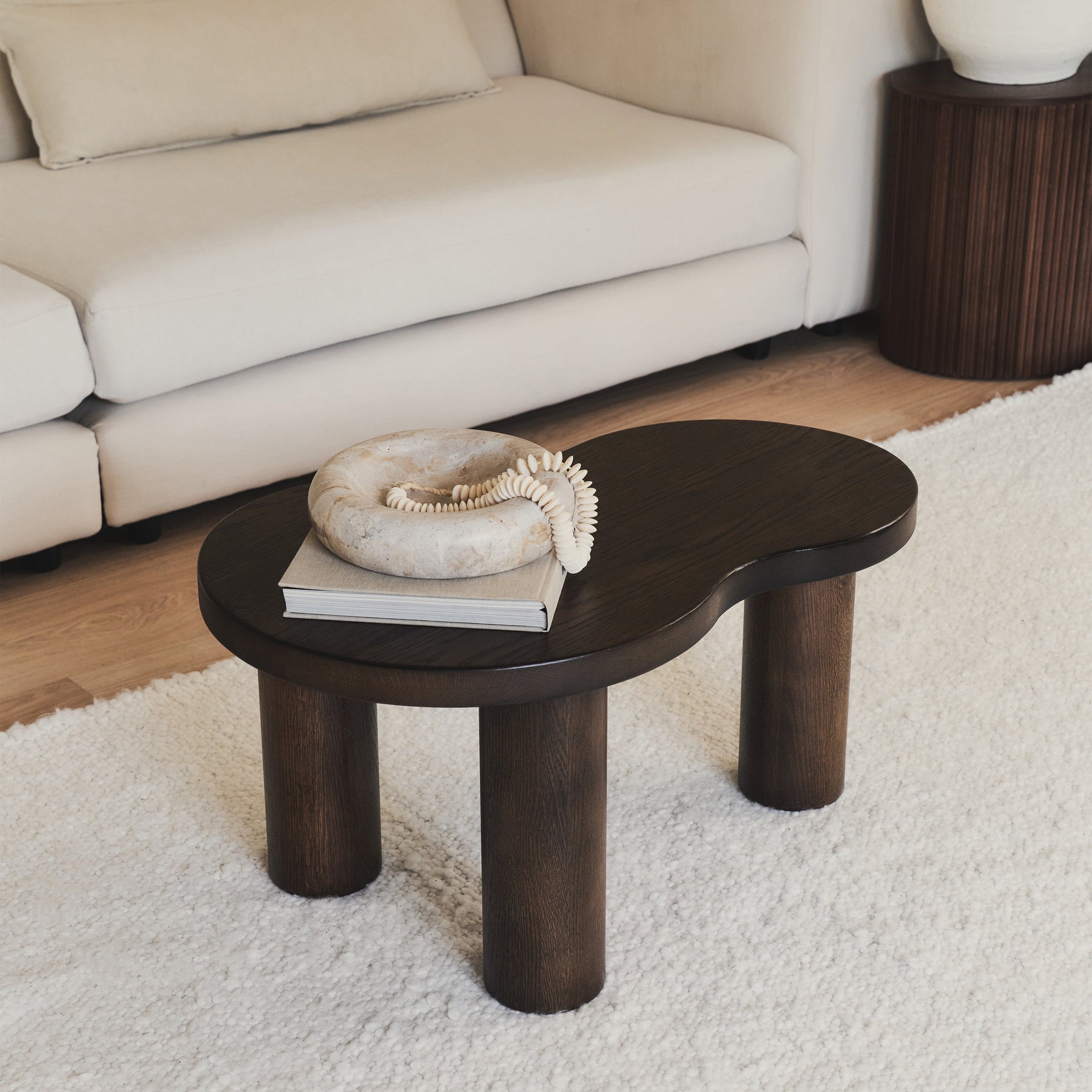 Luca - Dark Wood Irregular Wooden Coffee Table 75cm x 53cm