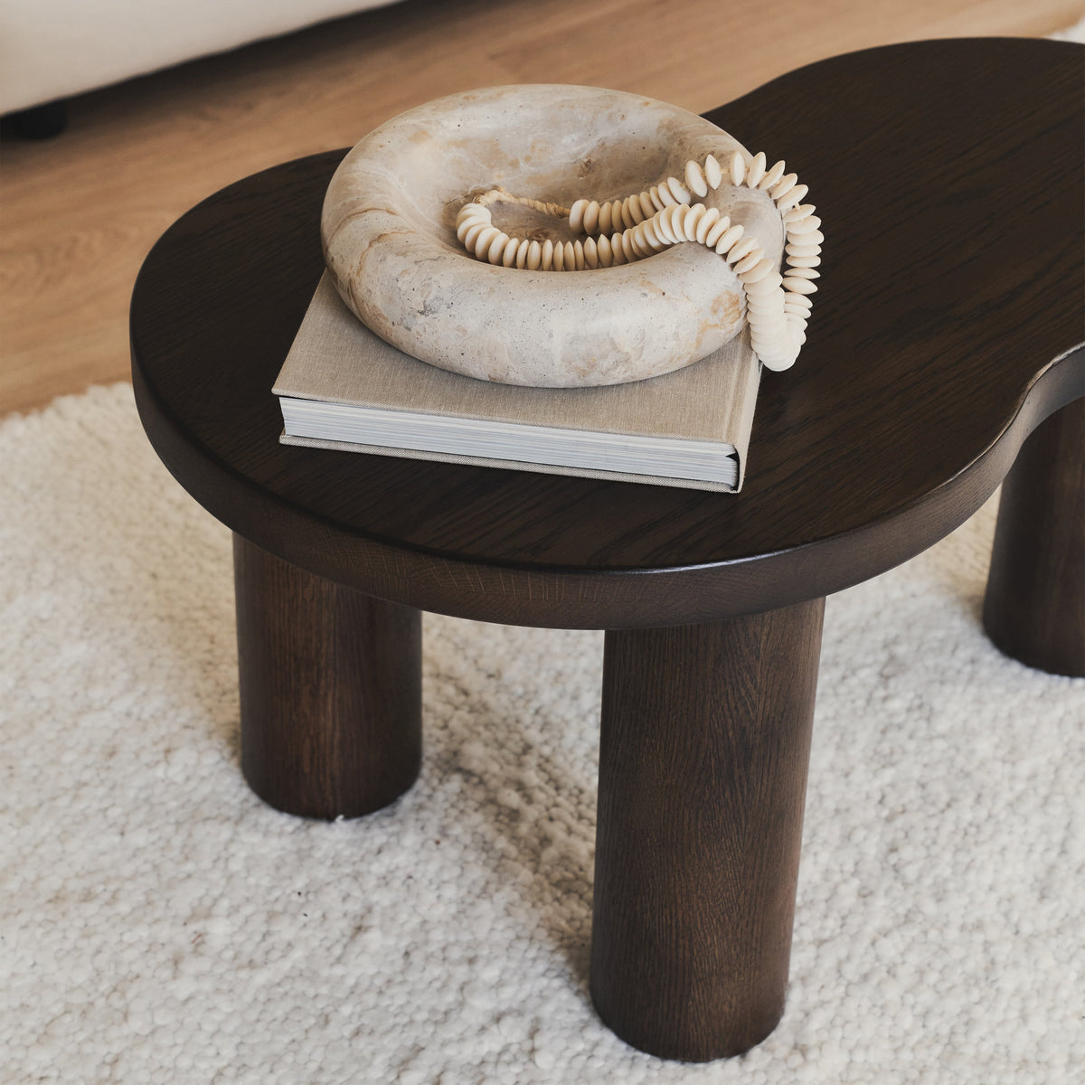 Luca - Dark Wood Irregular Wooden Coffee Table 75cm x 53cm