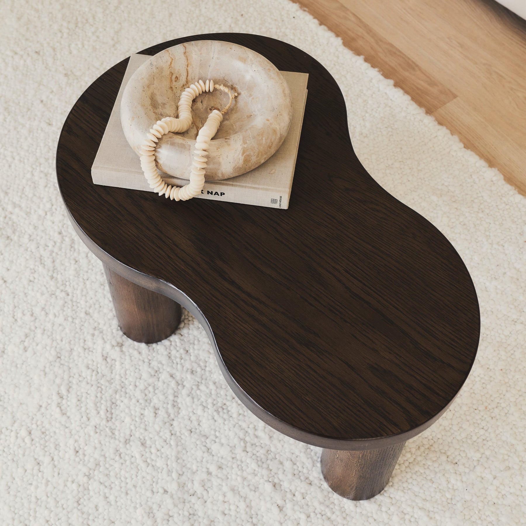 Luca - Dark Wood Irregular Wooden Coffee Table 75cm x 53cm