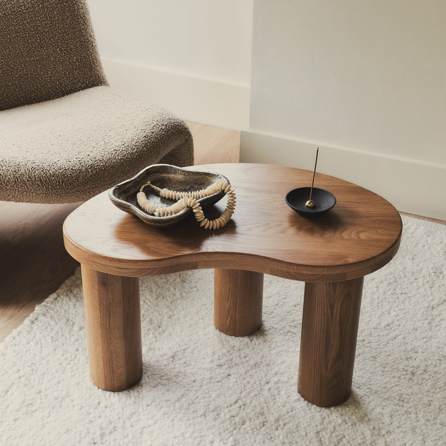 Luca - Light Wood Irregular Wooden Coffee Table 70cm x 44cm