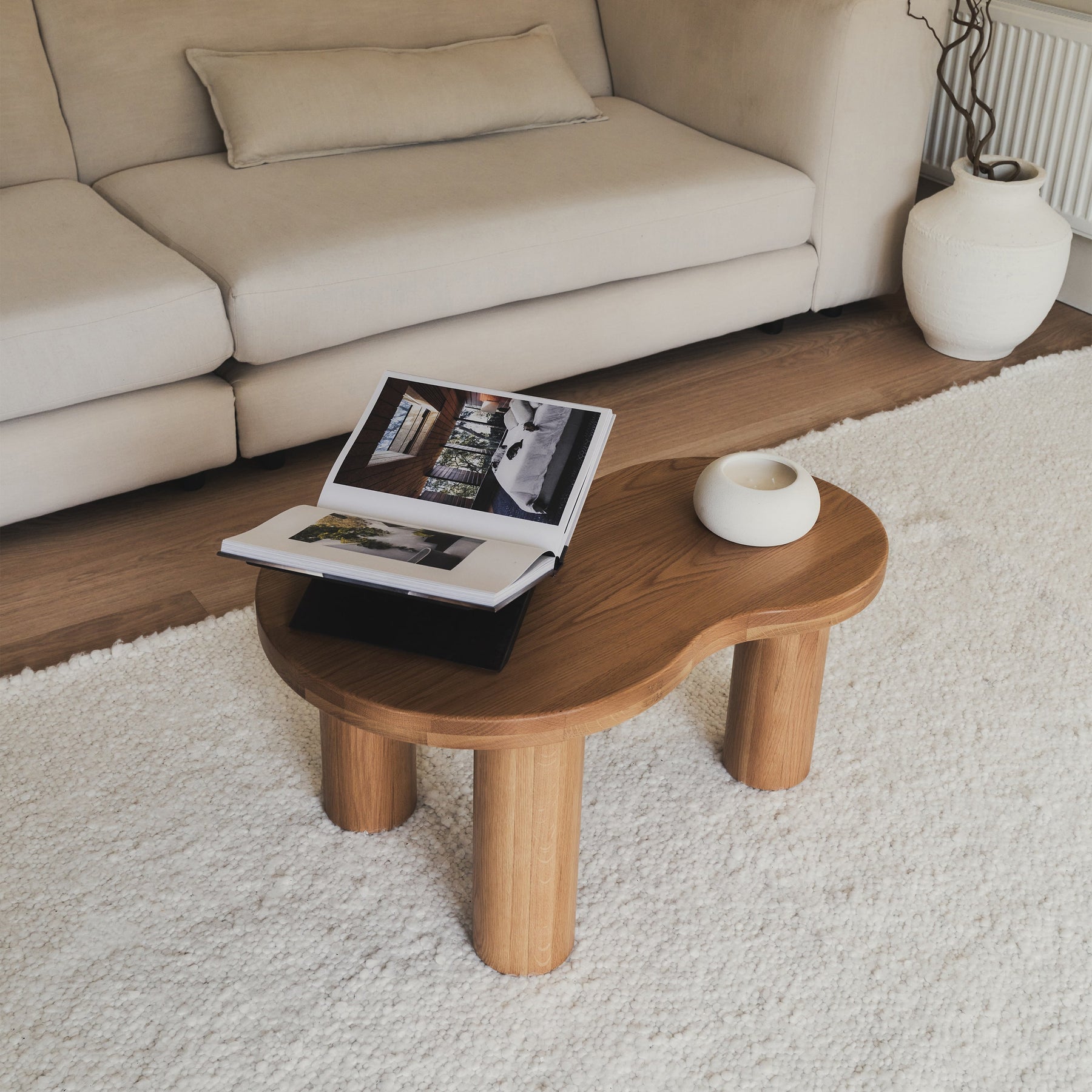 Luca - Light Wood Irregular Wooden Coffee Table 75cm x 53cm