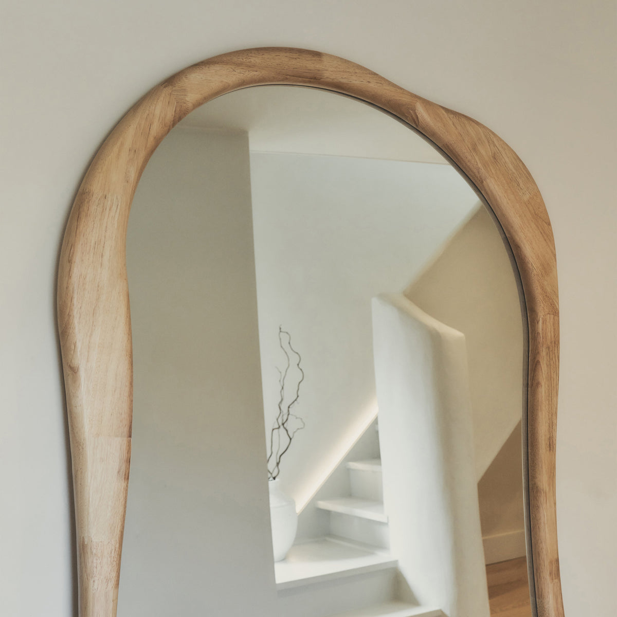 Arcurva - Extra Large Full Length Light Wood Irregular Mirror 190cm x 110cm