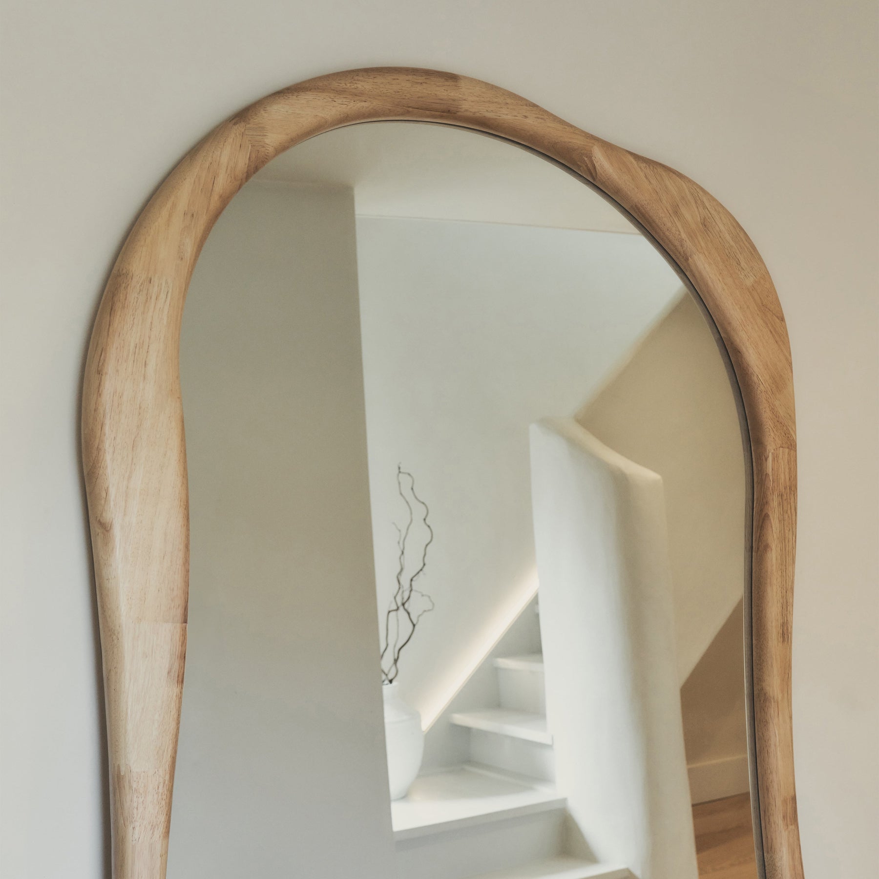 Arcurva - Extra Large Full Length Light Wood Irregular Mirror 190cm x 110cm