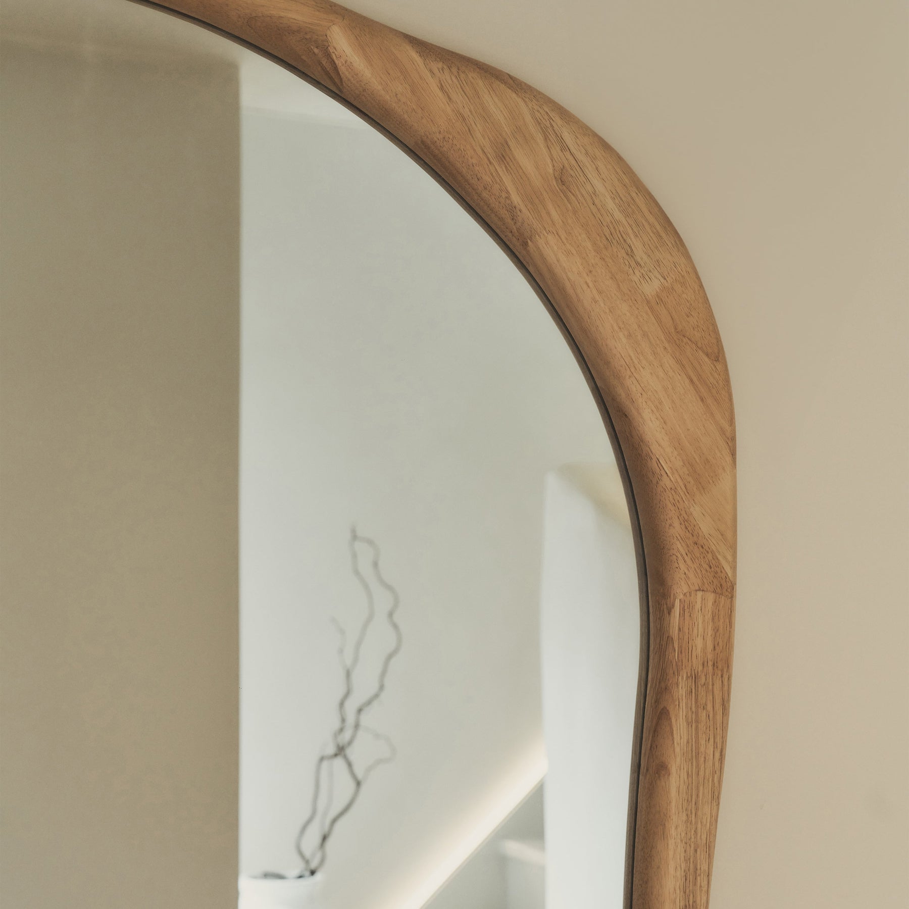 Arcurva - Extra Large Full Length Light Wood Irregular Mirror 190cm x 110cm