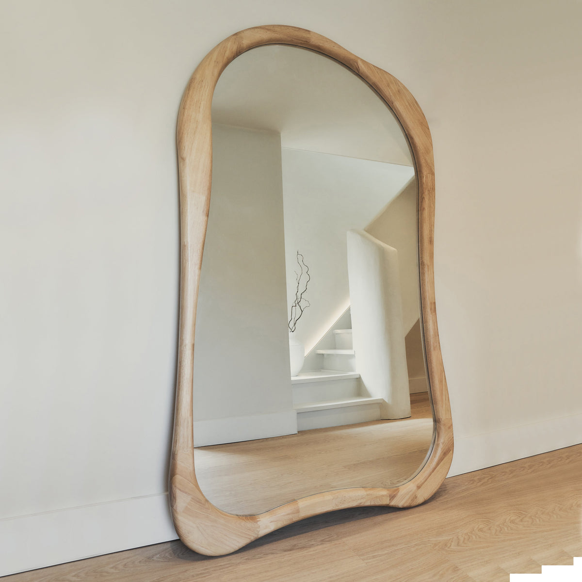 Arcurva - Extra Large Full Length Light Wood Irregular Mirror 190cm x 110cm